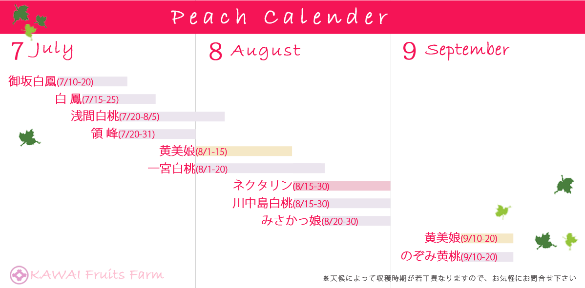 山梨･川井の桃カレンダー